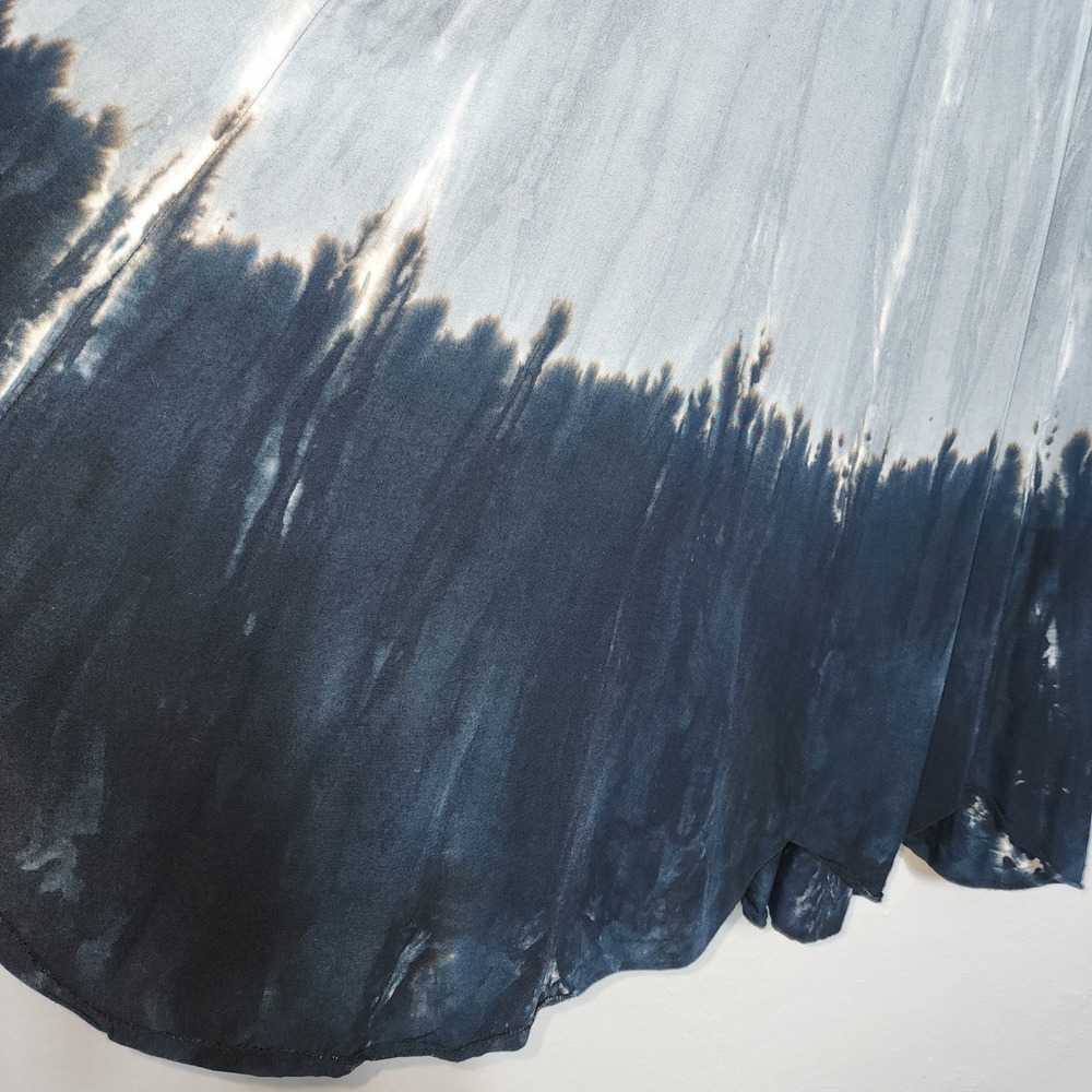 The Silk Road Traders Maxi Skirt Women OS Rayon Blue Black Tie Dye Boho - Picture 8 of 13